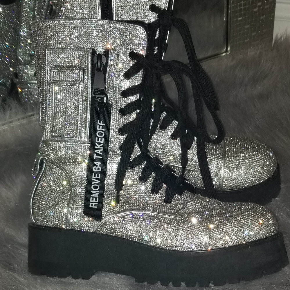 Blinged out combat boots!